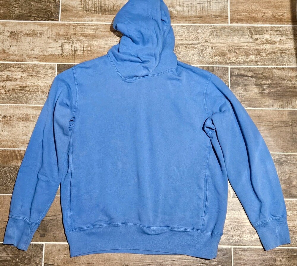 Uniqlo Men's Blue Pullover Hoodie Fleece Cotton Blend Pockets Size L